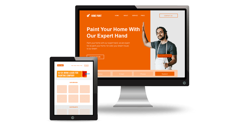 Website Design for Painting Contractors Displayed on a Laptop by Painters Web Maker